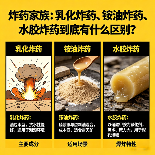 熊口管理区炸药家族：乳化炸药、铵油炸药、水胶炸药到底有什么区别？